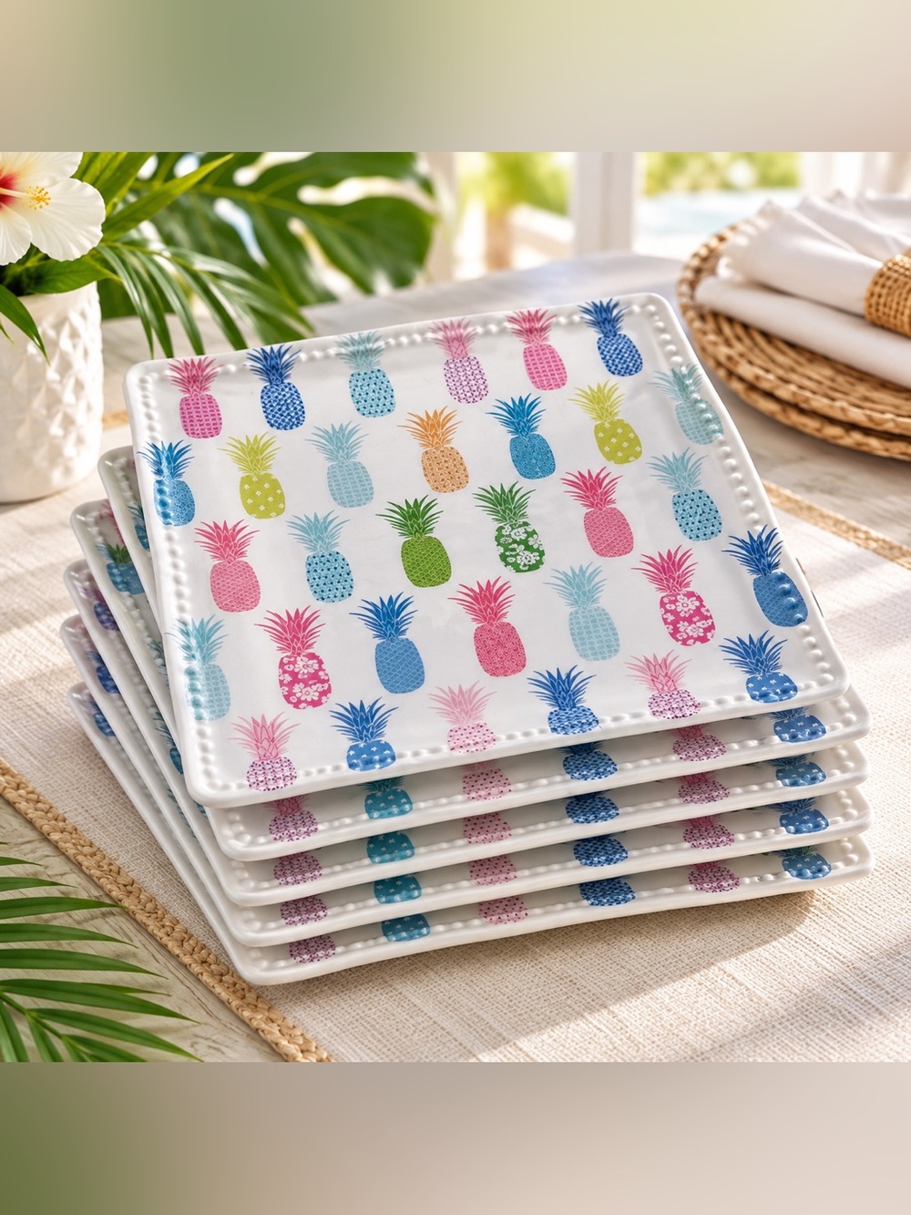 Cynthia Rowley Pineapple Melamine Appetizer Trays Set of 6